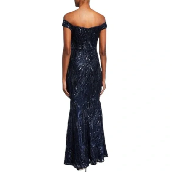 Aidan Mattox Navy Sequin Maxi Dress - Picture 2 of 7